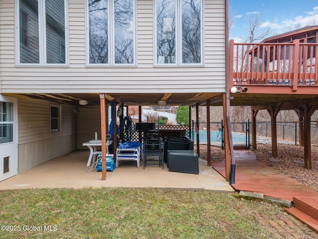 63 Pawling Ave, Mechanicville, NY 12118 - view of patio featuring fence, outdoor lounge area, and a wooden deck