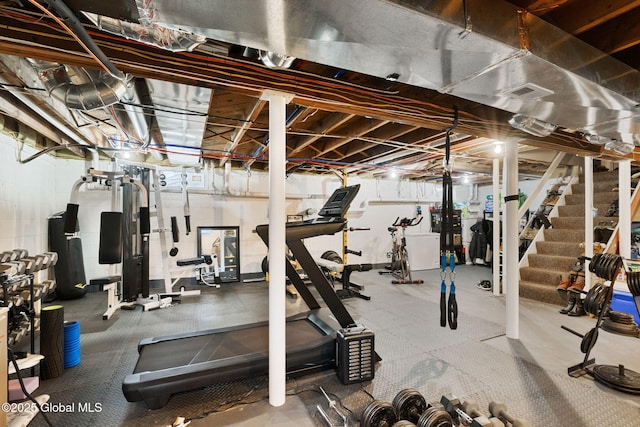 workout area featuring visible vents