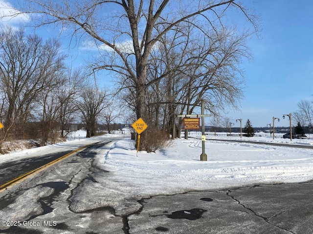 view of road featuring traffic signs