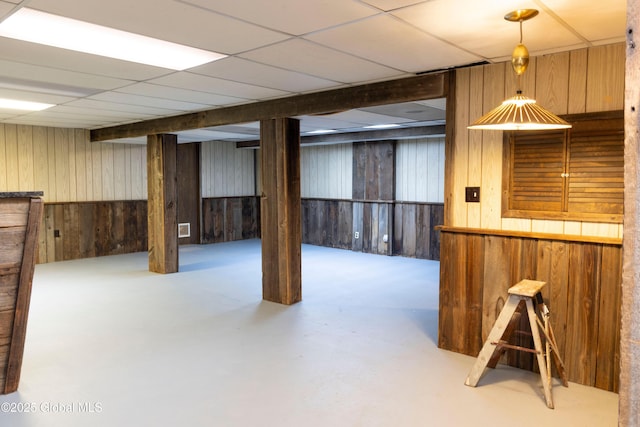 19 Centennial Dr, Queensbury, NY 12804 - finished basement with wood walls and a paneled ceiling