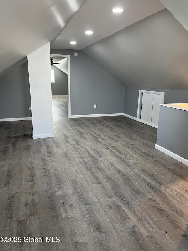 1441 Richard St, Schenectady, NY 12303 - bonus room with vaulted ceiling, dark wood-style floors, and baseboards