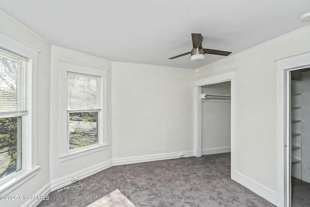 1261-1263 The Plz, Schenectady, NY 12308 - unfurnished bedroom featuring carpet floors, crown molding, baseboards, and ceiling fan