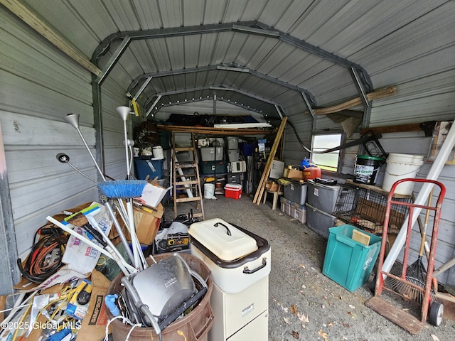 garage with metal wall