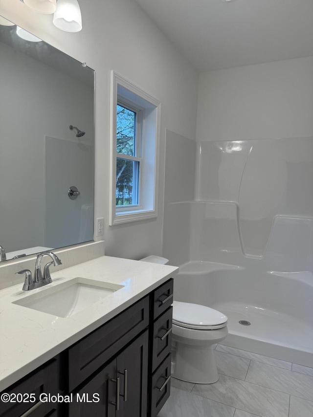 2 Birch Dr, Moreau, NY 12828 - full bath featuring vanity, a shower, and marble finish floors