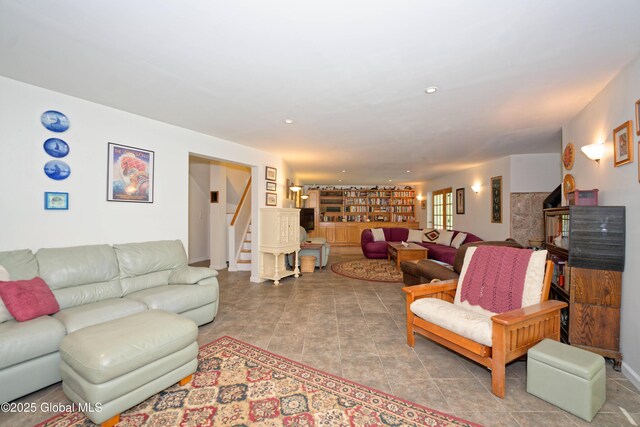 107 Wilderness Way, Stephentown, NY 12169 - tiled living area with stairs and recessed lighting