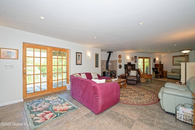 107 Wilderness Way, Stephentown, NY 12169 - living room with a wood stove and recessed lighting
