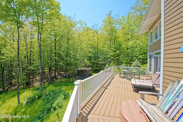 107 Wilderness Way, Stephentown, NY 12169 - wooden terrace featuring outdoor dining space