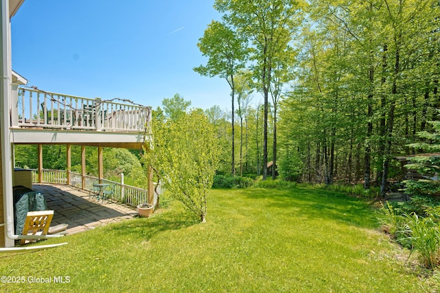 107 Wilderness Way, Stephentown, NY 12169 - view of grassy yard featuring a patio and a deck