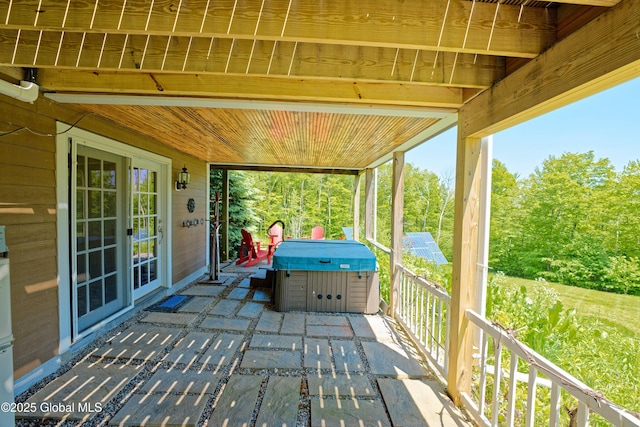 107 Wilderness Way, Stephentown, NY 12169 - wooden terrace with a hot tub and a patio