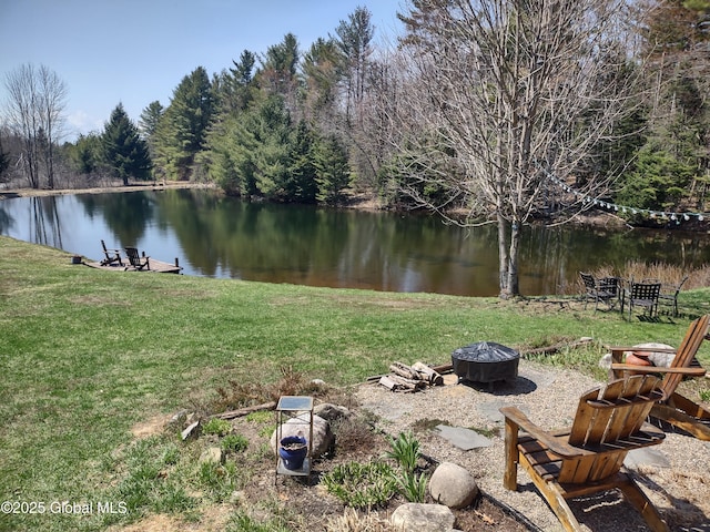 1486 County Highway 112, Caroga, NY 12032 - view of yard with a water view and a fire pit