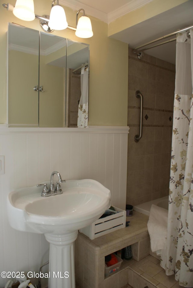 full bath featuring crown molding