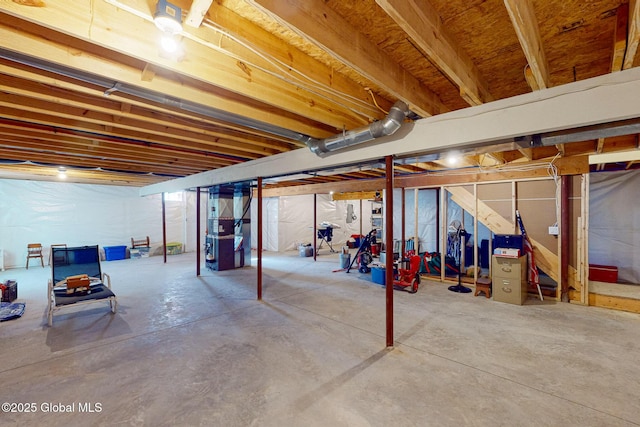 unfinished below grade area with heating unit