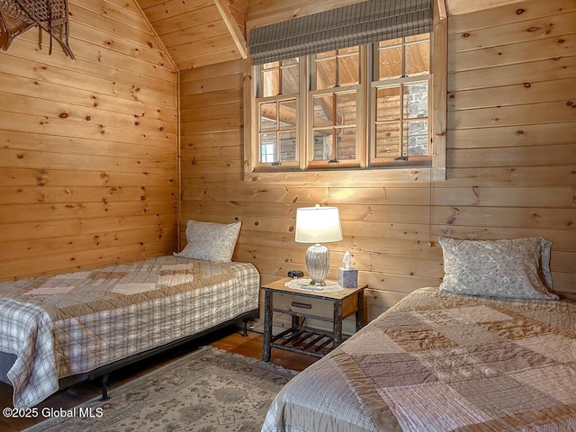 25 Birch Dr, Bolton, NY 12824 - bedroom with wood walls and lofted ceiling