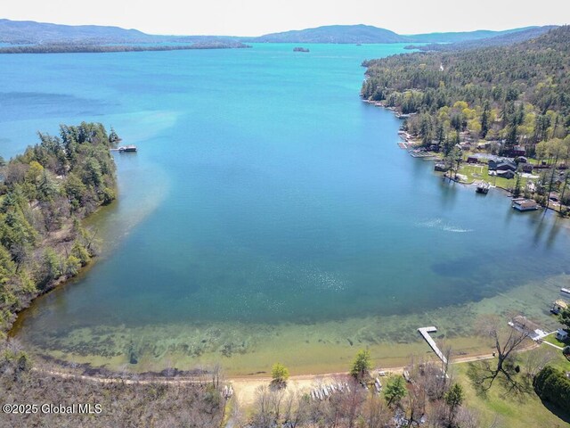 25 Birch Dr, Bolton, NY 12824 - drone / aerial view of a water and mountain view and a heavily wooded area