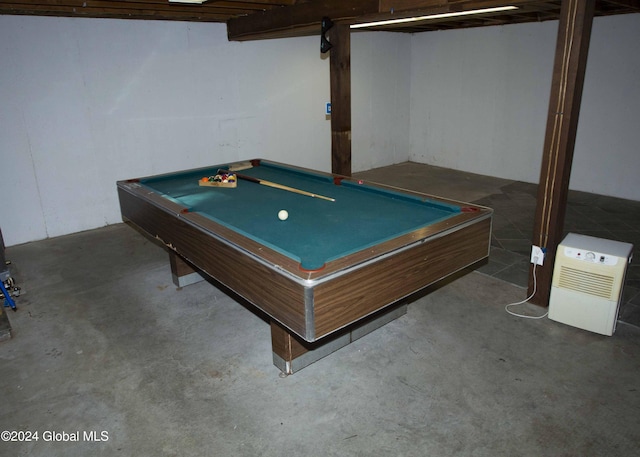 playroom with concrete floors and pool table