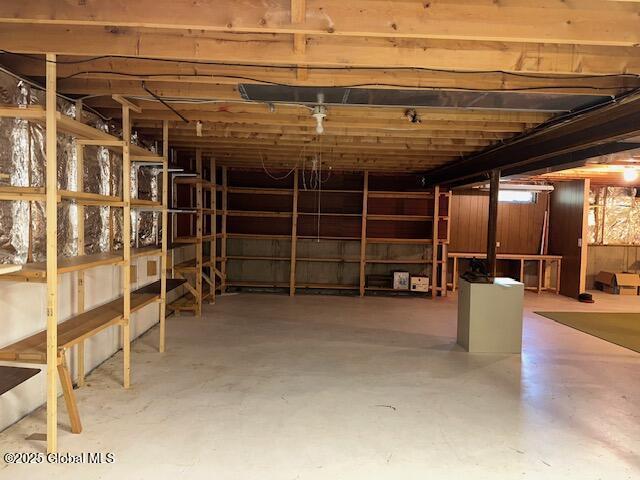 view of unfinished basement
