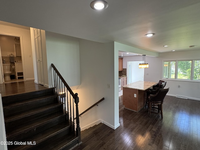 15 Campus View Dr, Colonie, NY 12211 - staircase featuring baseboards, wood-type flooring, and recessed lighting