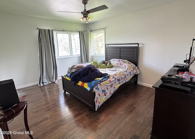 15 Campus View Dr, Colonie, NY 12211 - bedroom with dark wood-style flooring, ceiling fan, and baseboards