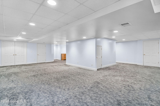 23 Jarose Pl, Clifton Park, NY 12065 - finished basement featuring baseboards, carpet flooring, recessed lighting, and a paneled ceiling