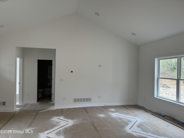 8 Wynnefield Dr, Moreau, NY 12803 - unfurnished room with visible vents, baseboards, and high vaulted ceiling