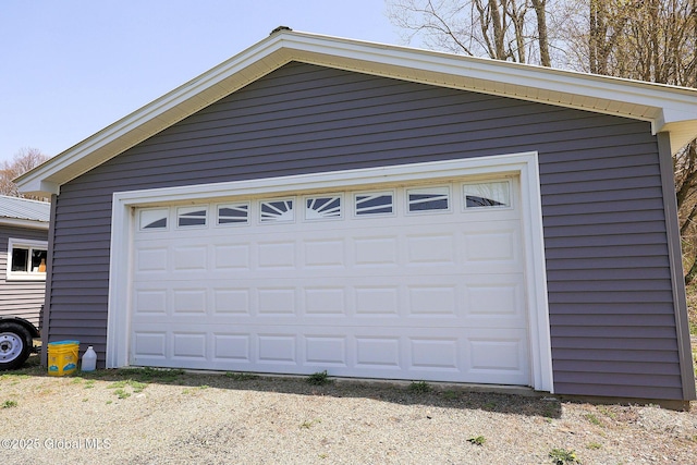 view of detached garage