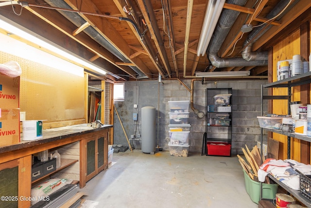 below grade area featuring a workshop area