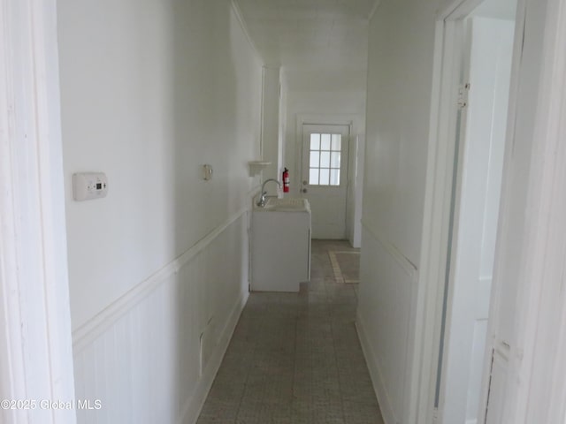 hallway with a sink