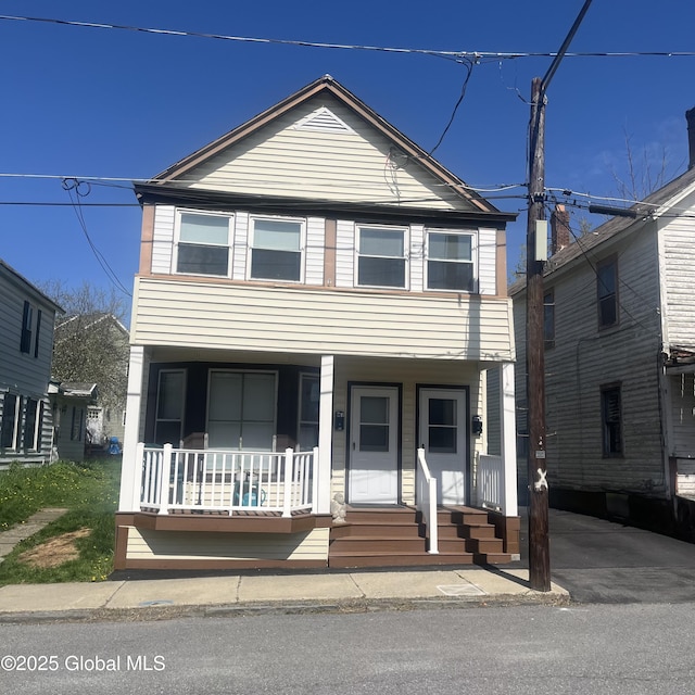 21 Depot St, Greenwich, NY 12834 - view of property featuring covered porch