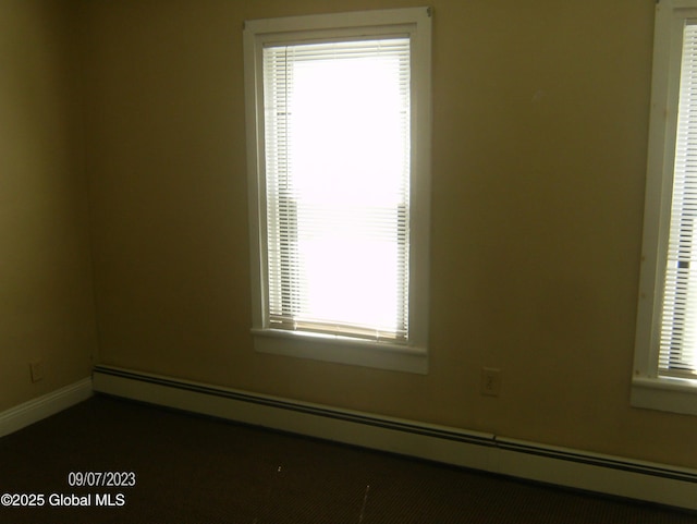 21 Depot St, Greenwich, NY 12834 - spare room featuring a baseboard heating unit, healthy amount of natural light, and baseboards