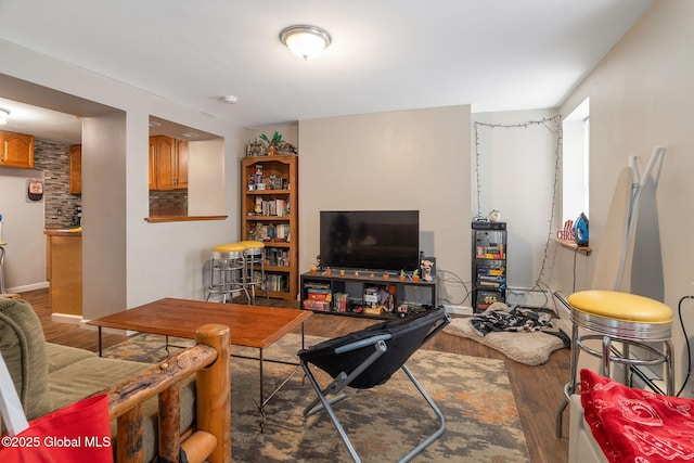 living area featuring wood finished floors