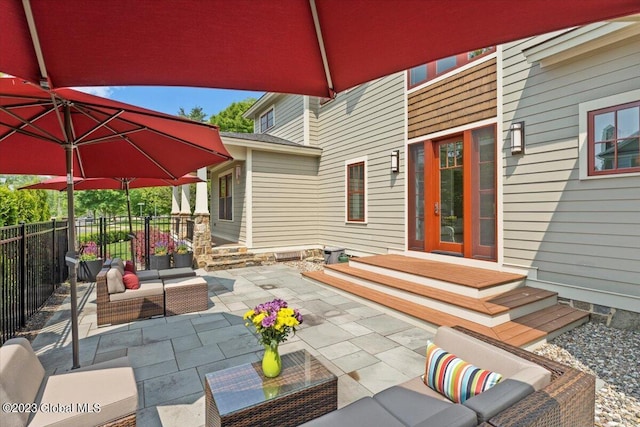 20 Oak Ridge Blvd, Saratoga Springs, NY 12866 - view of patio / terrace featuring fence and an outdoor hangout area