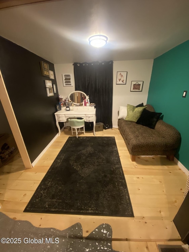 living area featuring wood finished floors