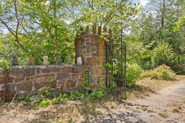 community sign with a gate