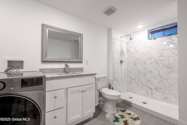23 Locust Ridge Dr, Corinth, NY 12822 - full bath with washer / dryer, toilet, tiled shower, and vanity