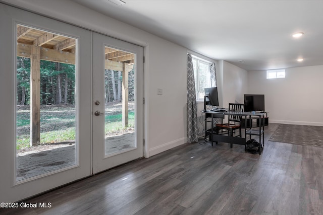 23 Locust Ridge Dr, Corinth, NY 12822 - office area with wood finished floors, baseboards, french doors, and recessed lighting