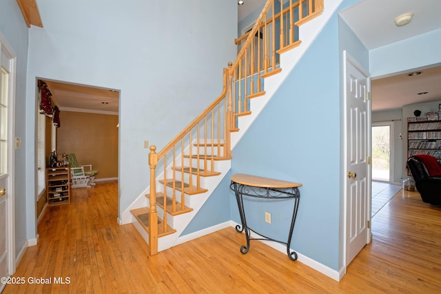 37 Old Hickory Rd, Brunswick, NY 12180 - staircase with baseboards and hardwood / wood-style flooring