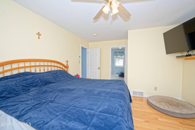 37 Old Hickory Rd, Brunswick, NY 12180 - bedroom with baseboards, visible vents, wood finished floors, and a ceiling fan