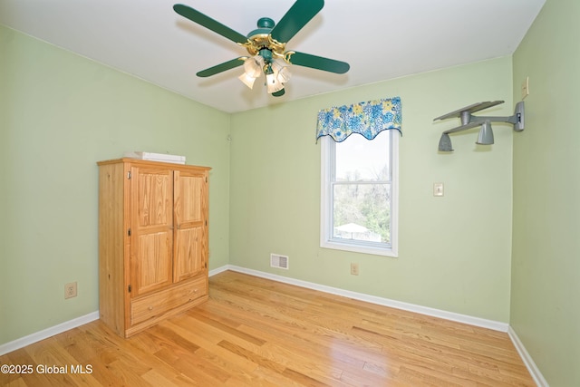 37 Old Hickory Rd, Brunswick, NY 12180 - unfurnished bedroom featuring baseboards, light wood-style floors, visible vents, and a ceiling fan
