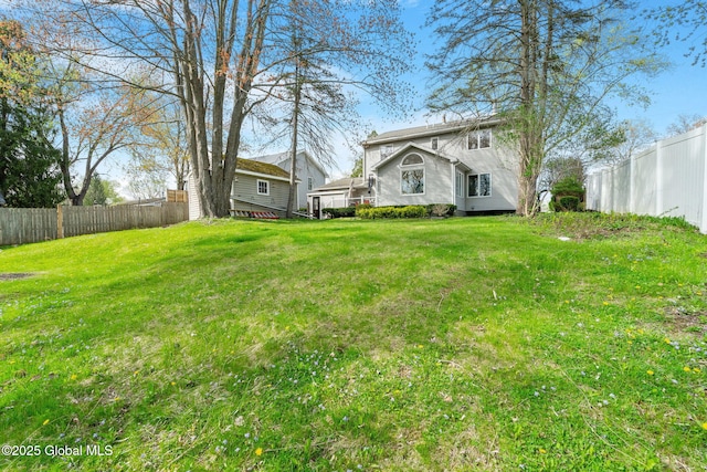 view of yard featuring a fenced backyard