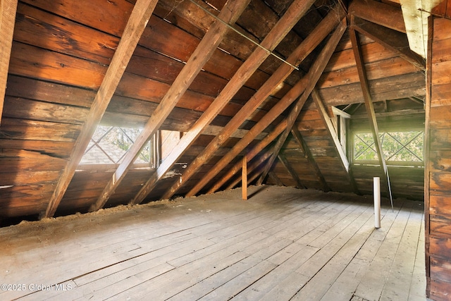 view of unfinished attic