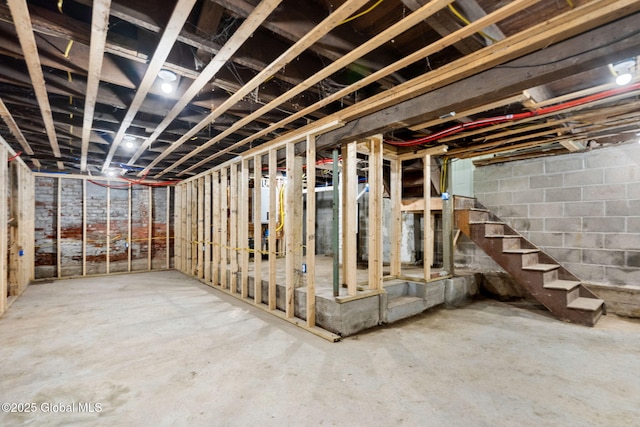 unfinished below grade area with stairway