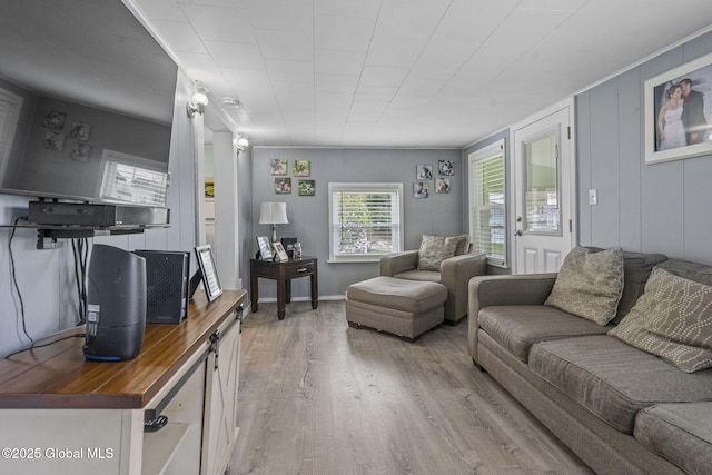 living room featuring light wood-type flooring
