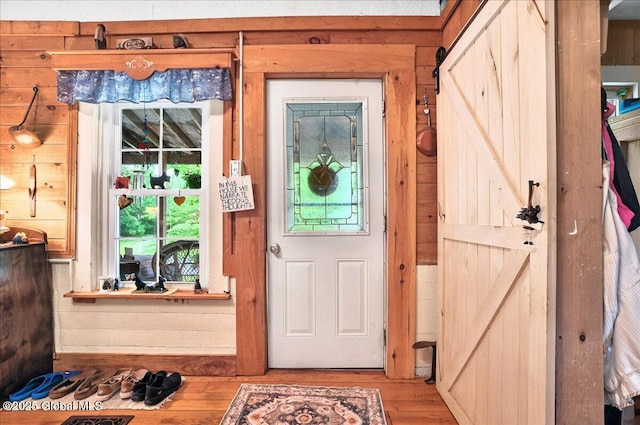 291-294 Gilchrist Hill Rd, Hartford, NY 12838 - foyer featuring wood finished floors and wood walls