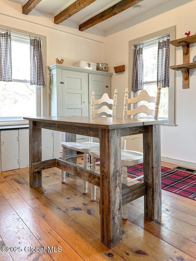 11 Mill St, Chester, NY 12817 - dining room with beam ceiling and hardwood / wood-style flooring