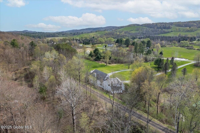 aerial view featuring a rural view