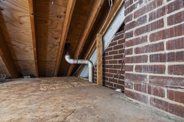 view of unfinished attic