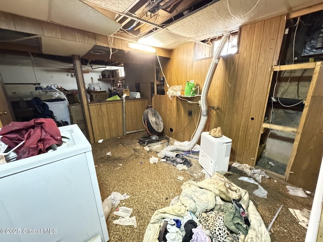 below grade area with washer / dryer