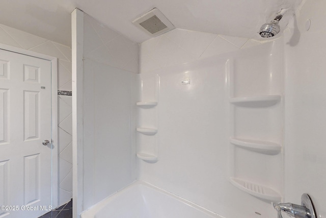 full bathroom with visible vents and walk in shower