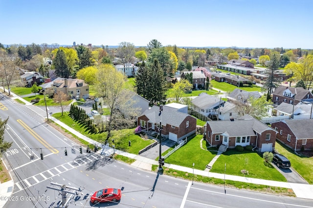 birds eye view of property with a residential view
