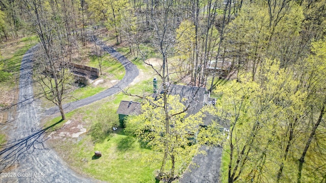 drone / aerial view with a view of trees
